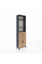 Arges Dolap 4 Raflı Tek Çekmeceli 2 Kapaklı 60x30x221 Antrasit-Çam