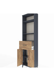 Arges Dolap 4 Raflı Tek Çekmeceli 2 Kapaklı 60x30x221 Antrasit-Çam