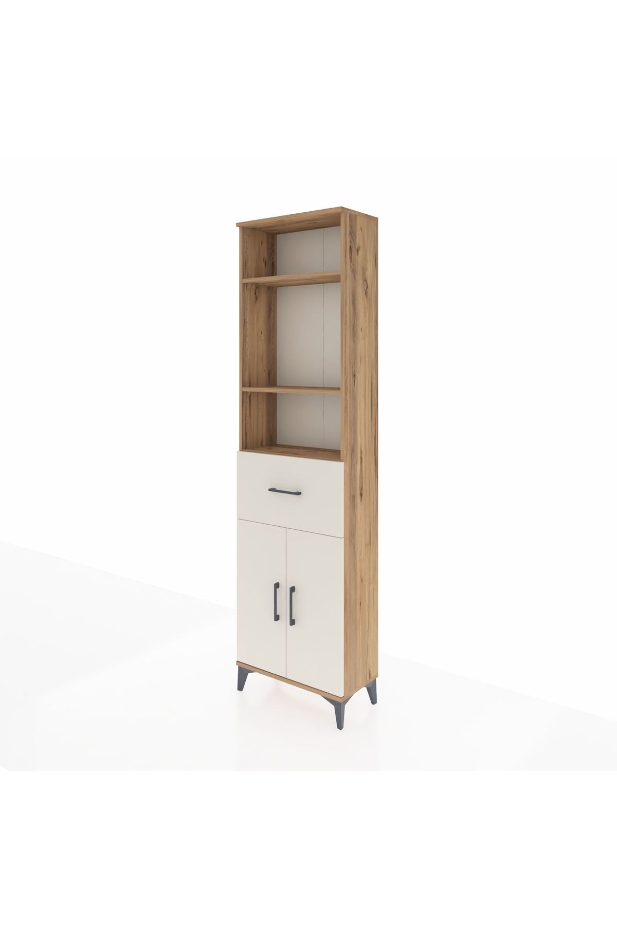 Arges Dolap 4 Raflı Tek Çekmeceli 2 Kapaklı 60x30x221 Çam-Aytaşı