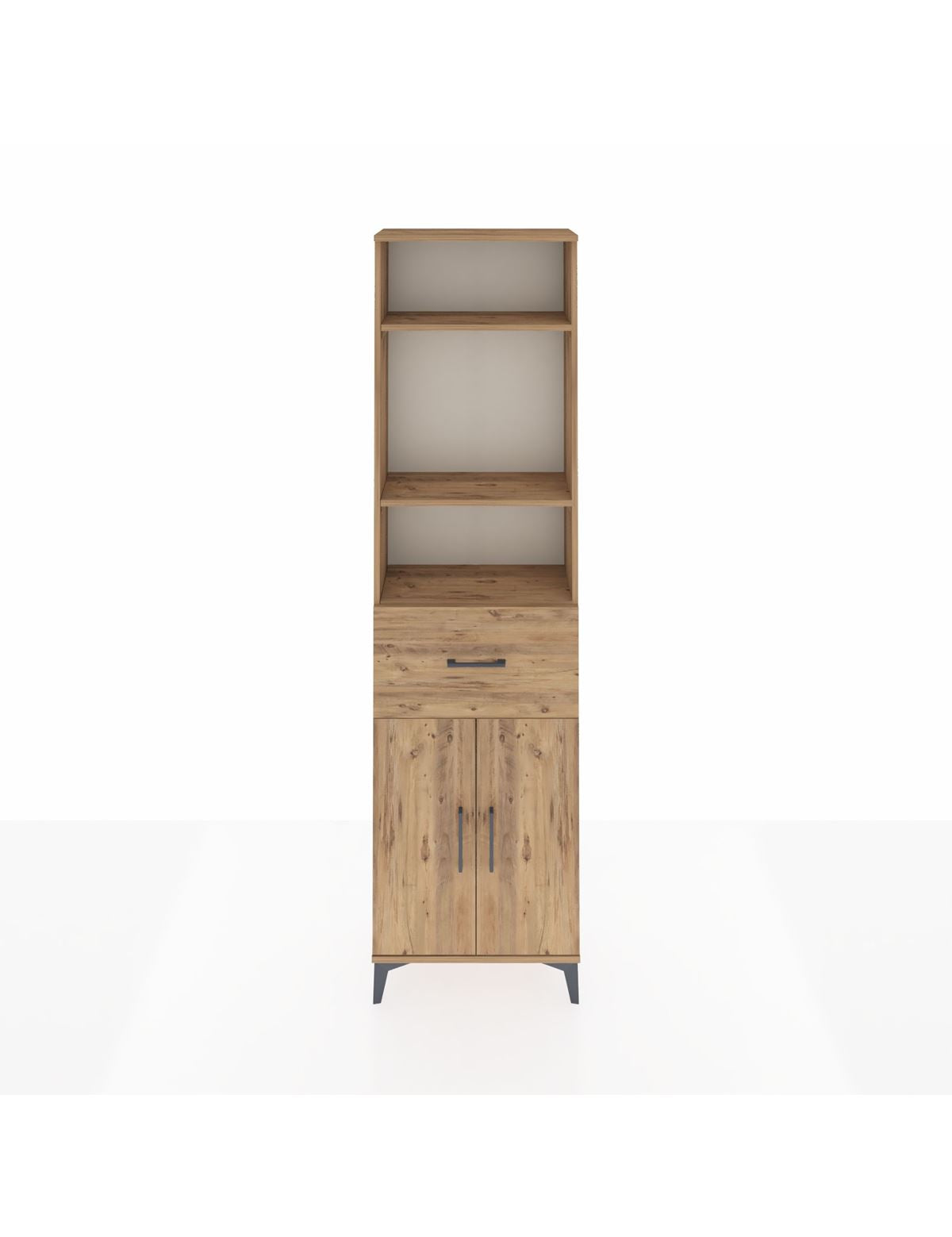 Arges Dolap 4 Raflı Tek Çekmeceli 2 Kapaklı 60x30x221 Çam-Çam