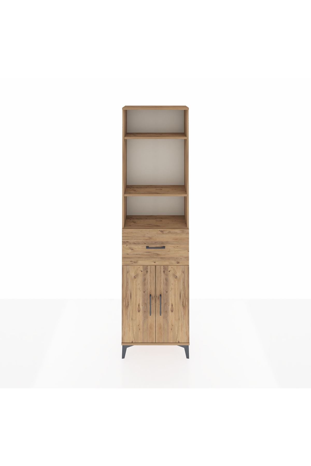 Arges Dolap 4 Raflı Tek Çekmeceli 2 Kapaklı 60x30x221 Çam-Çam