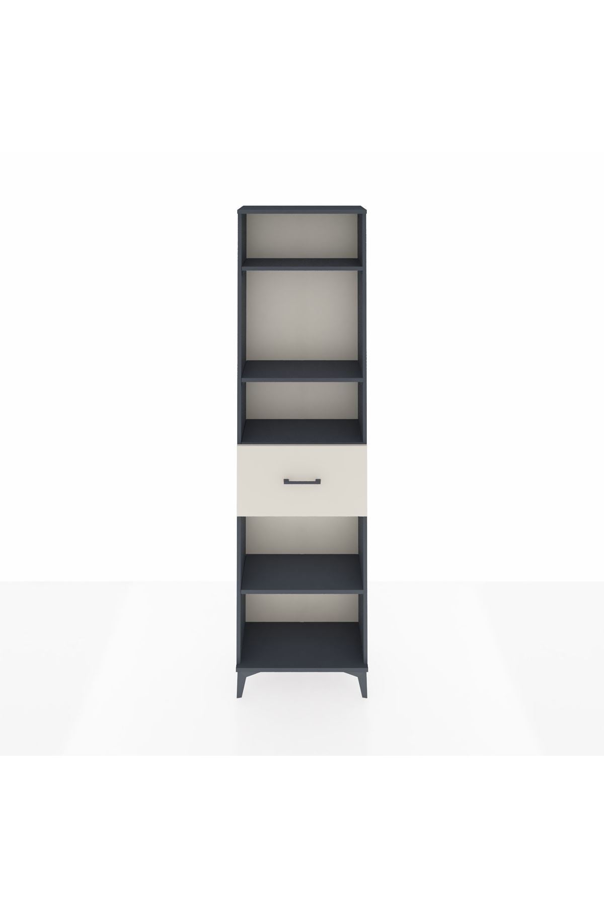 Arges Dolap 4 Raflı Tek Çekmeceli 60x30x221 Antrasit-Aytaşı