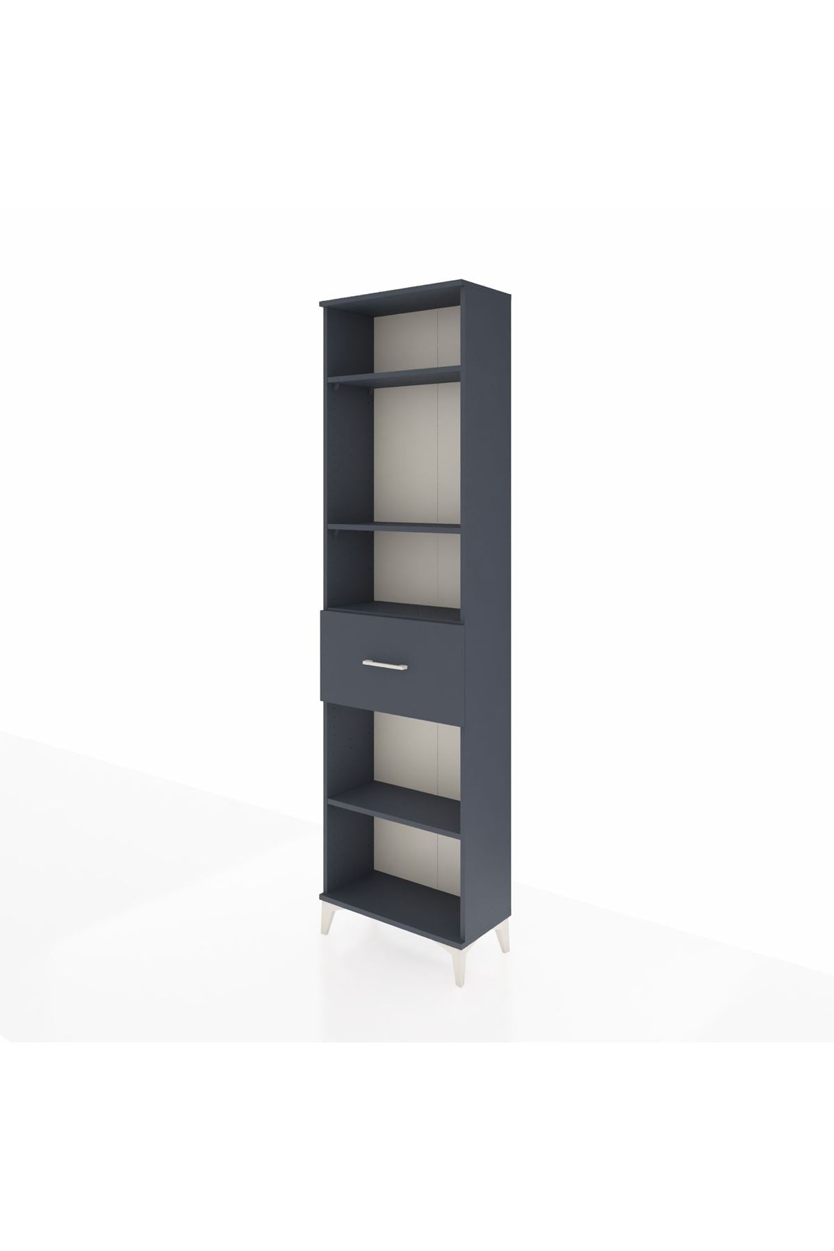 Arges Dolap 4 Raflı Tek Çekmeceli 60x30x221 Antrasit-Antrasit