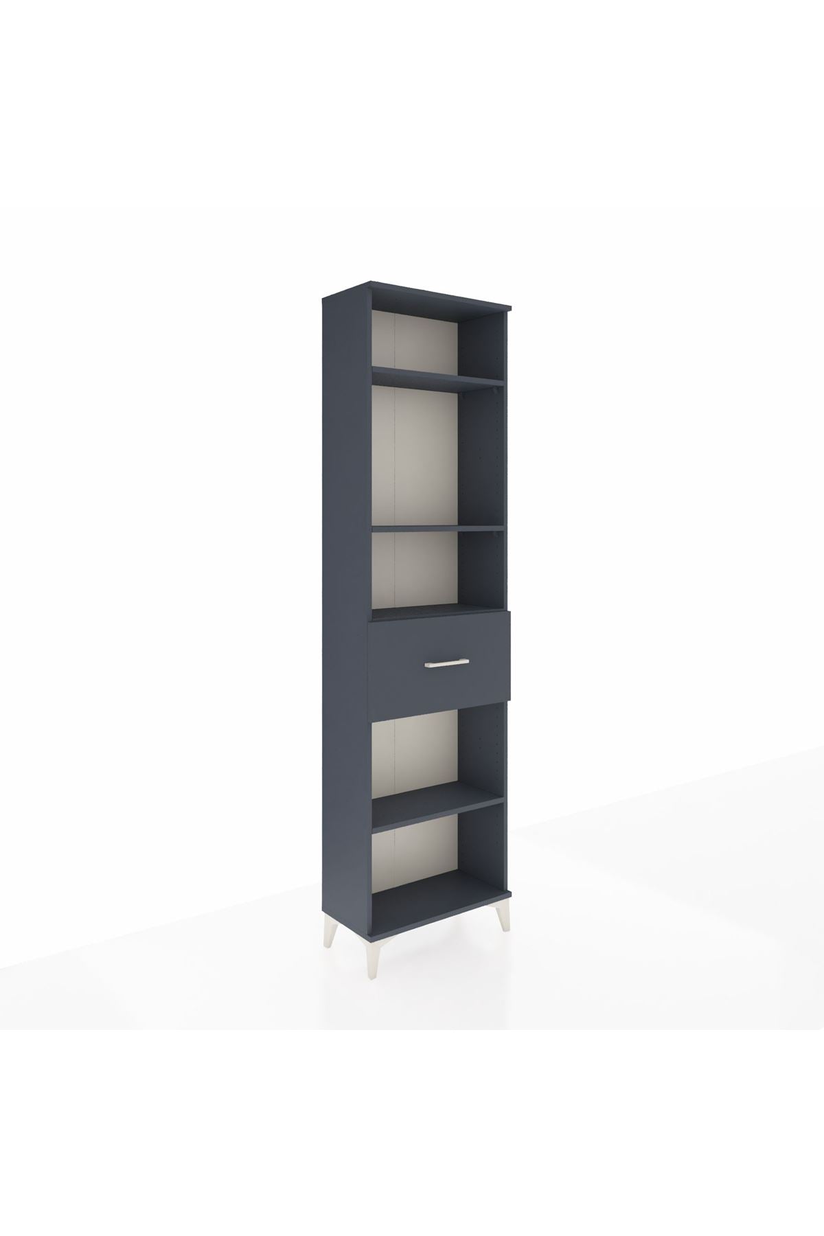 Arges Dolap 4 Raflı Tek Çekmeceli 60x30x221 Antrasit-Antrasit