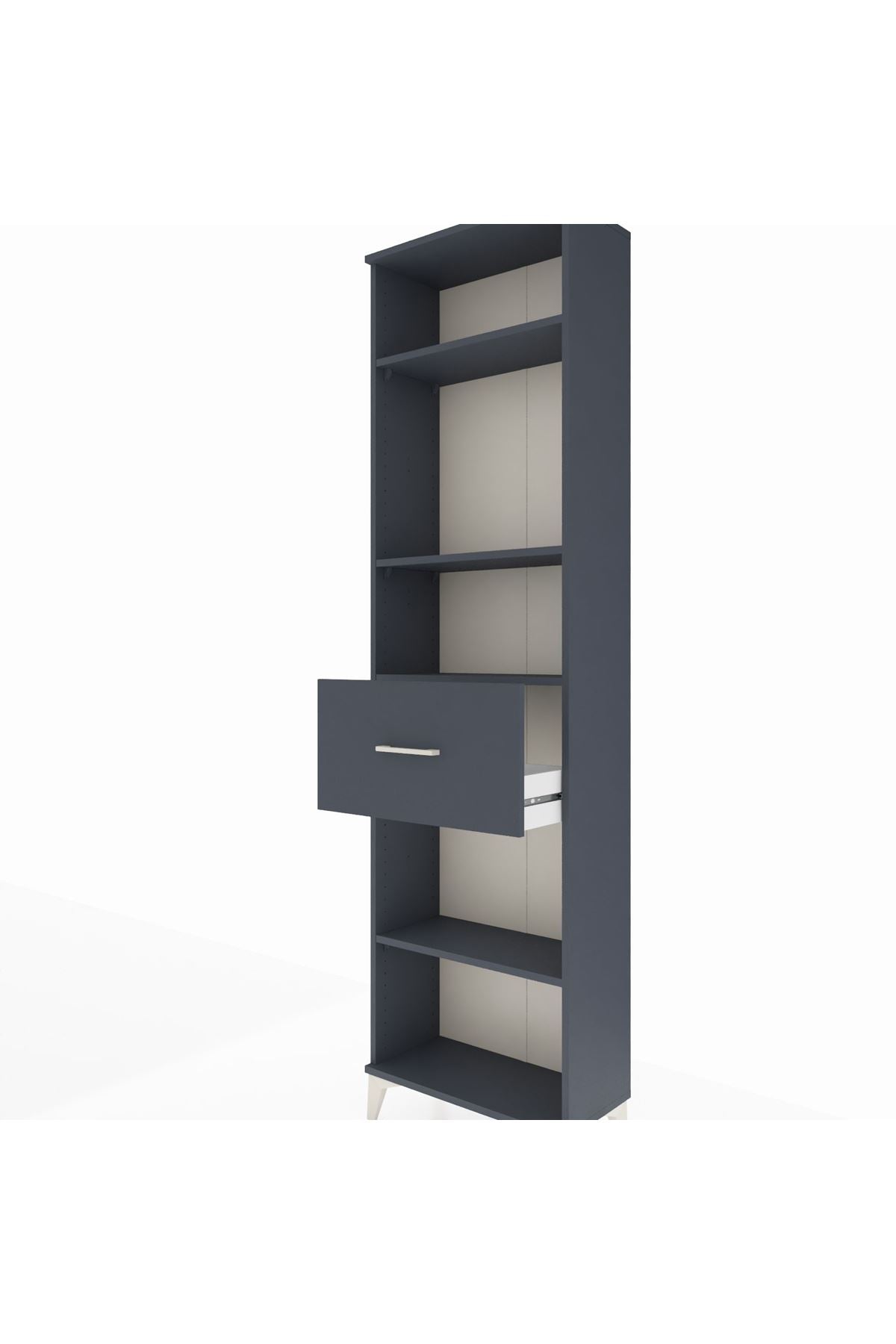 Arges Dolap 4 Raflı Tek Çekmeceli 60x30x221 Antrasit-Antrasit