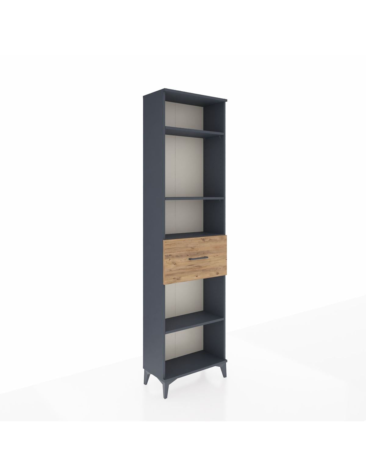 Arges Dolap 4 Raflı Tek Çekmeceli 60x30x221 Antrasit-Çam