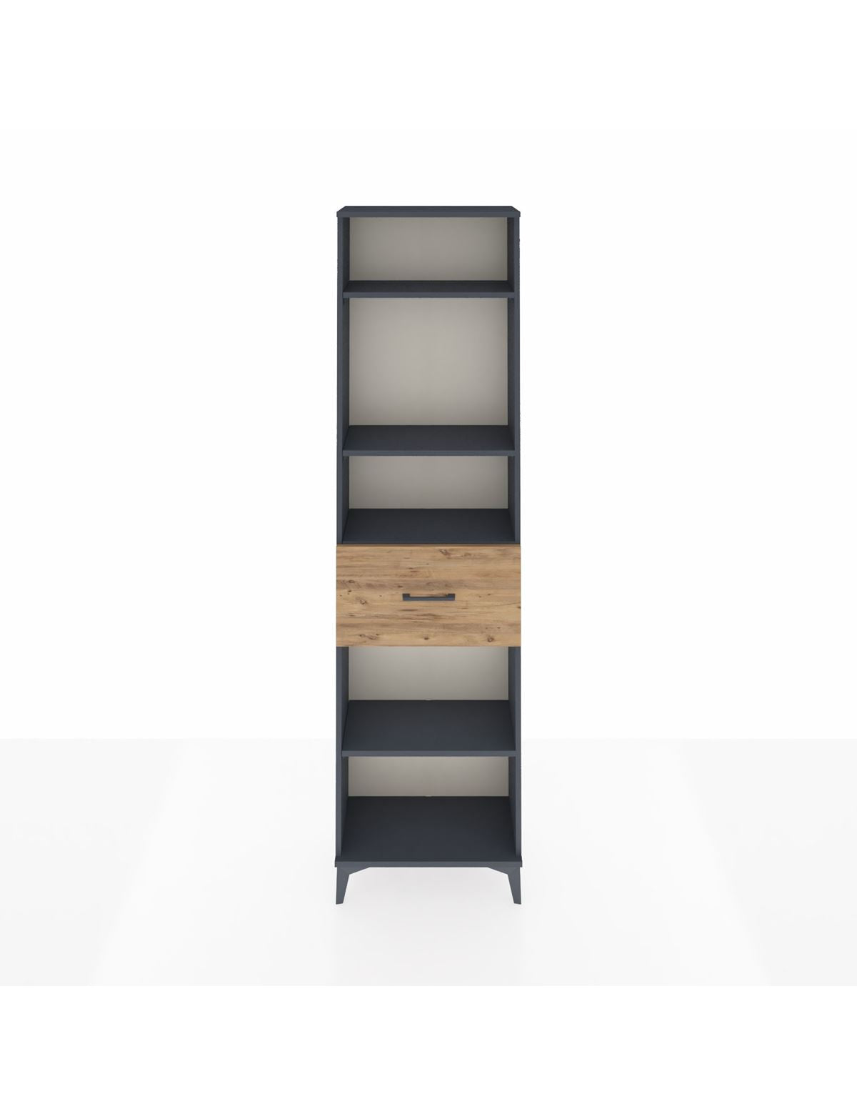 Arges Dolap 4 Raflı Tek Çekmeceli 60x30x221 Antrasit-Çam