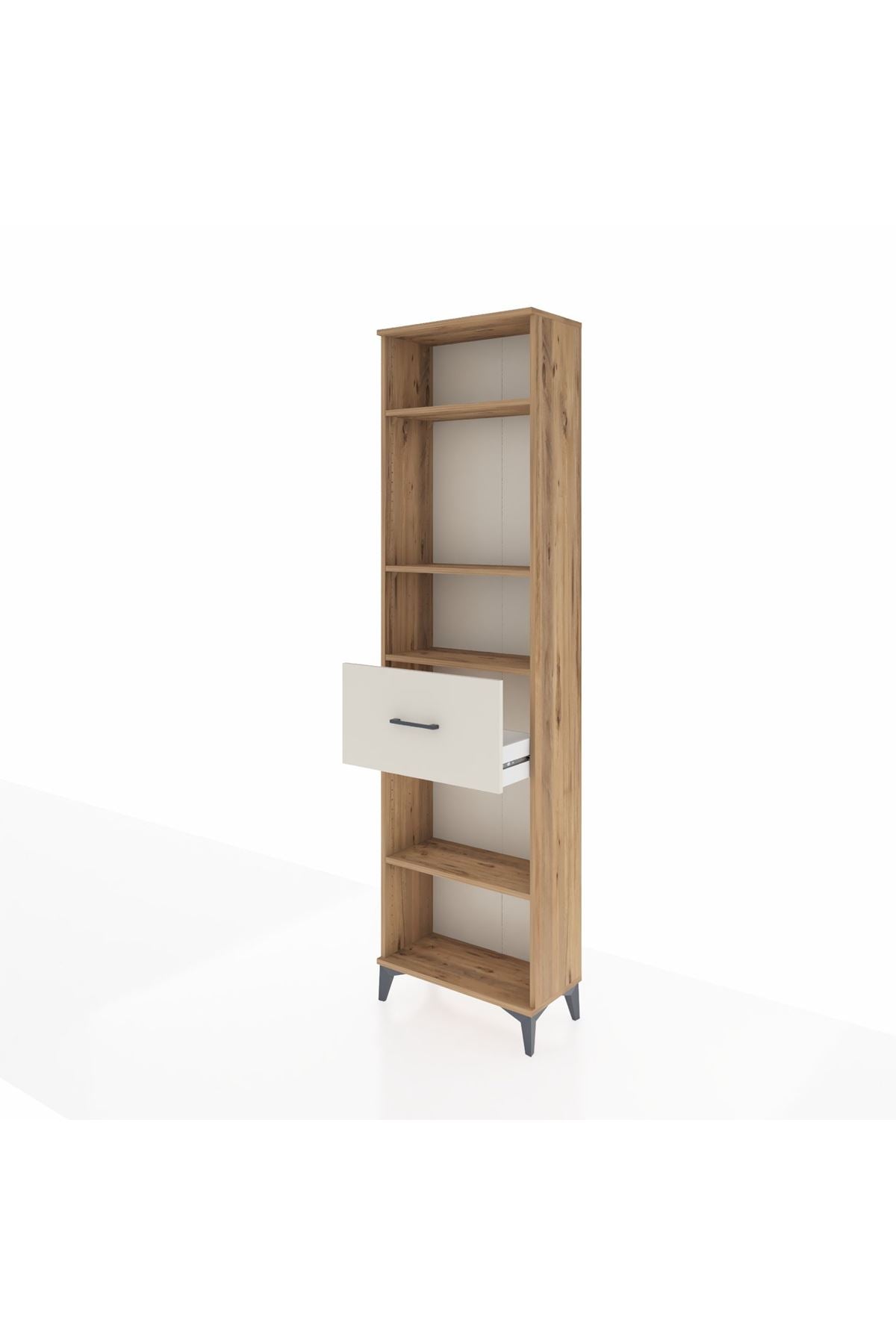 Arges Dolap 4 Raflı Tek Çekmeceli 60x30x221 Çam-Aytaşı