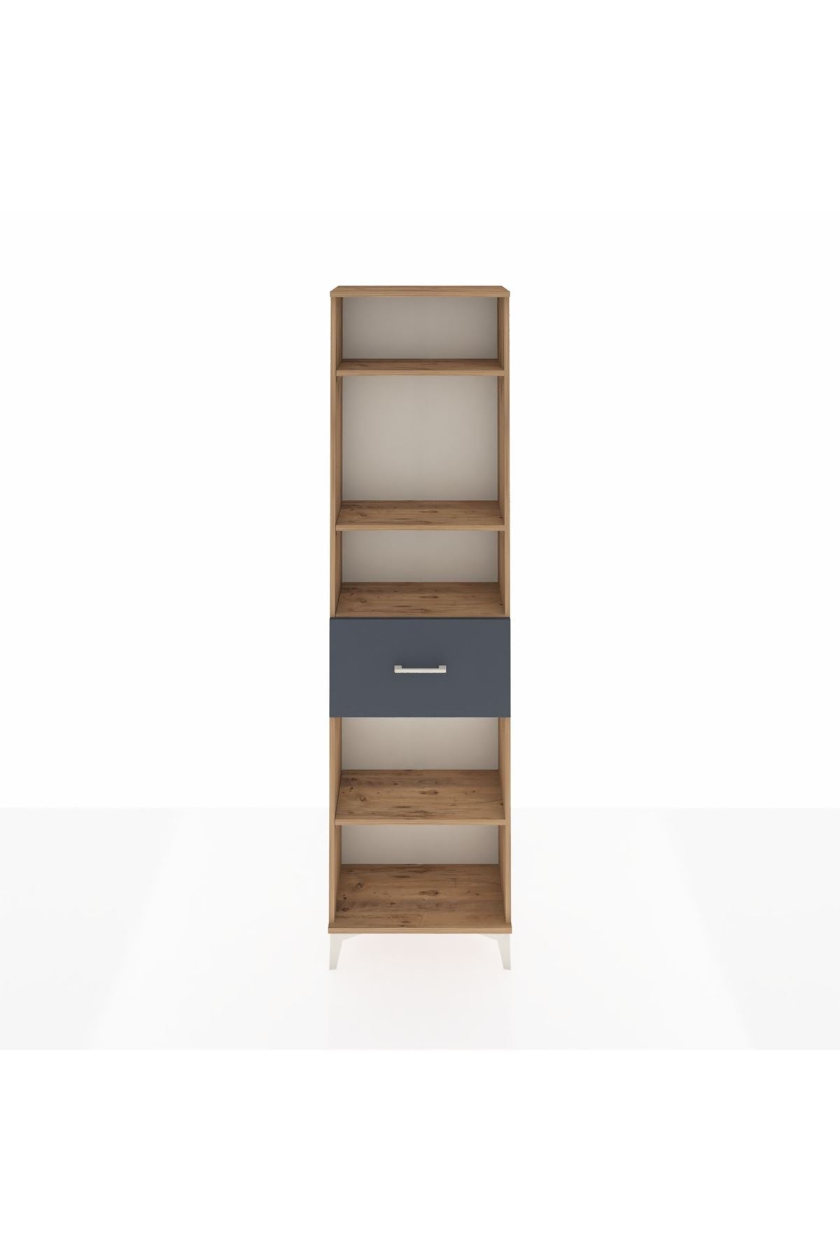 Arges Dolap 4 Raflı Tek Çekmeceli 60x30x221 Çam-Antrasit