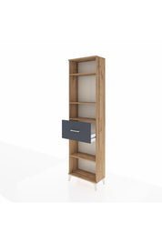 Arges Dolap 4 Raflı Tek Çekmeceli 60x30x221 Çam-Antrasit