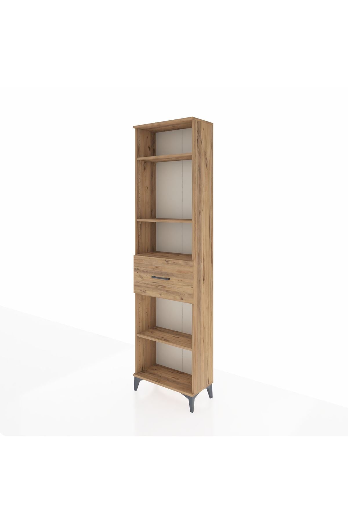 Arges Dolap 4 Raflı Tek Çekmeceli 60x30x221 Çam-Çam