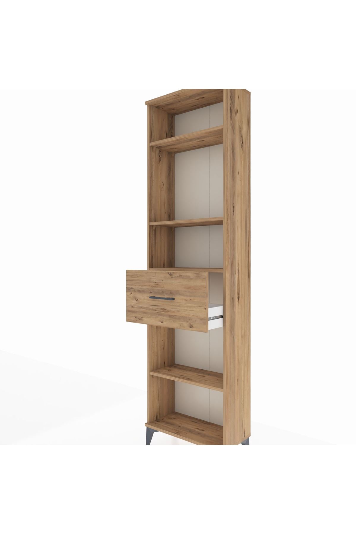 Arges Dolap 4 Raflı Tek Çekmeceli 60x30x221 Çam-Çam