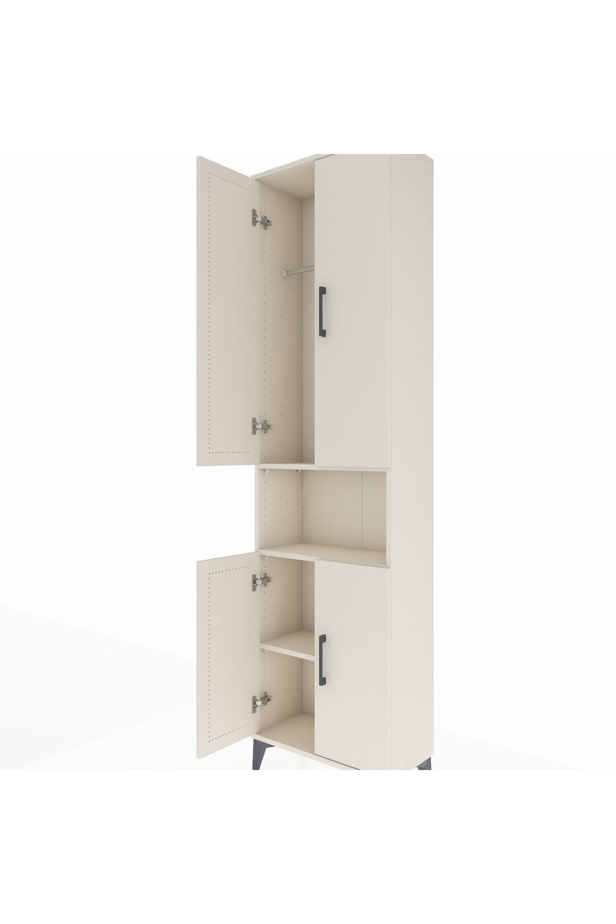 Arges Dolap 3 Raflı 4 Kapaklı Tek Askılı 60x30x221 Aytaşı-Aytaşı