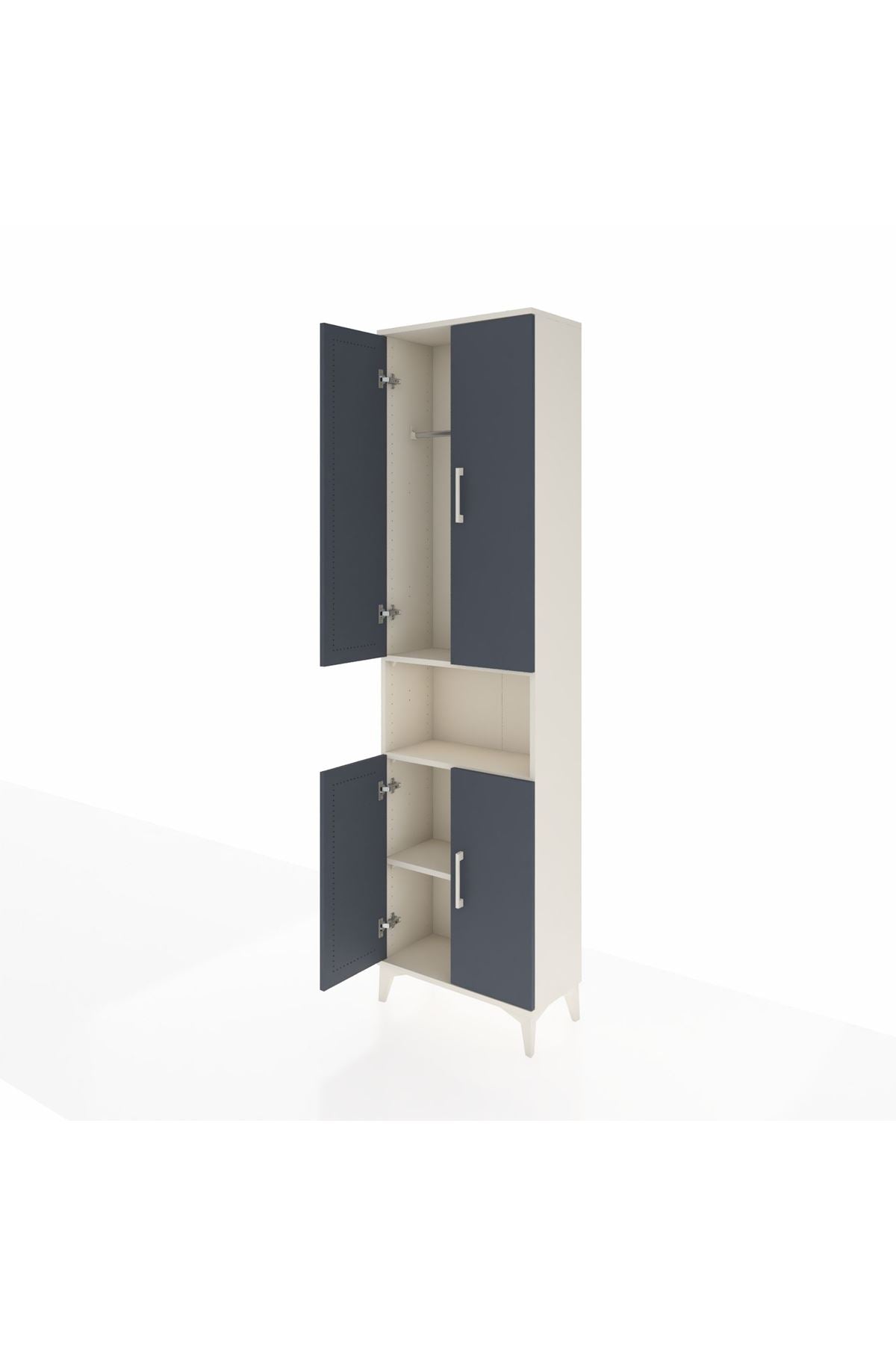 Arges Dolap 3 Raflı 4 Kapaklı Tek Askılı 60x30x221 Aytaşı-Antrasit