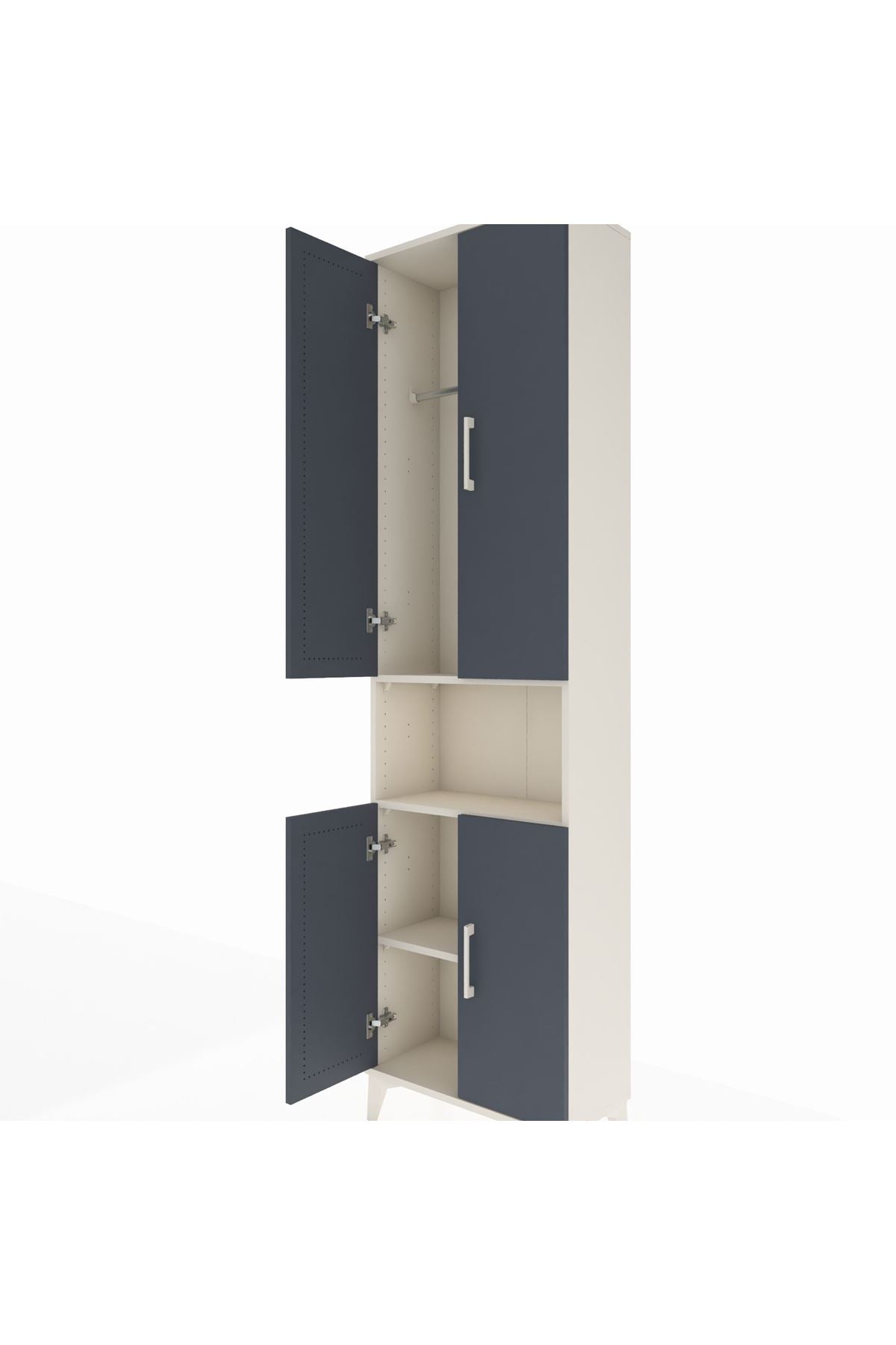 Arges Dolap 3 Raflı 4 Kapaklı Tek Askılı 60x30x221 Aytaşı-Antrasit