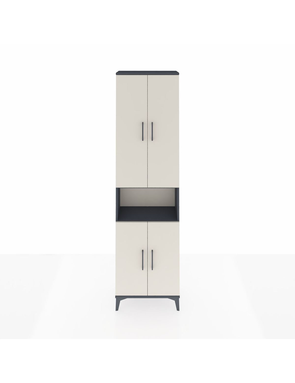 Arges Dolap 3 Raflı 4 Kapaklı Tek Askılı 60x30x221 Antrasit-Aytaşı