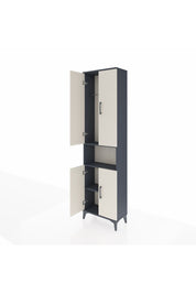 Arges Dolap 3 Raflı 4 Kapaklı Tek Askılı 60x30x221 Antrasit-Aytaşı