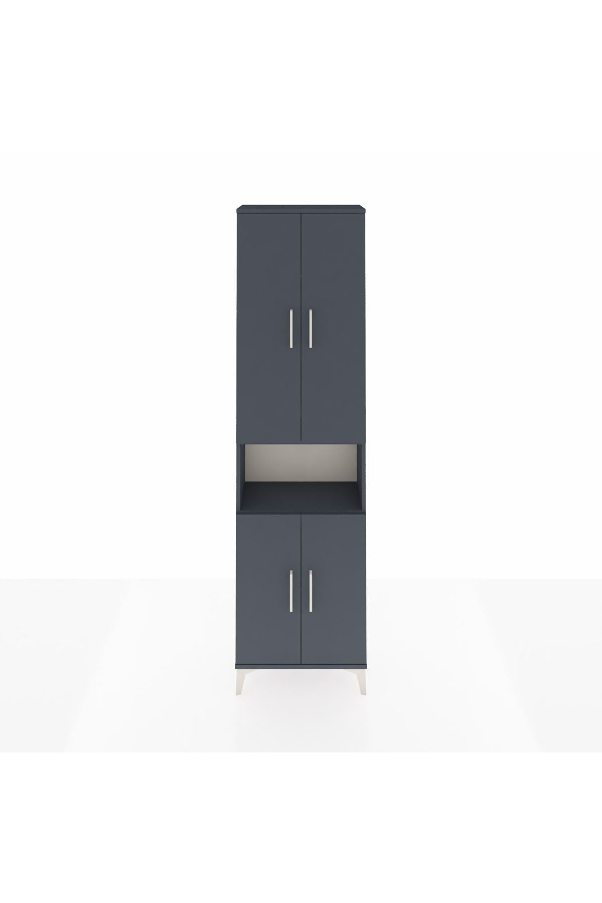 Arges Dolap 3 Raflı 4 Kapaklı Tek Askılı 60x30x221 Antrasit-Antrasit