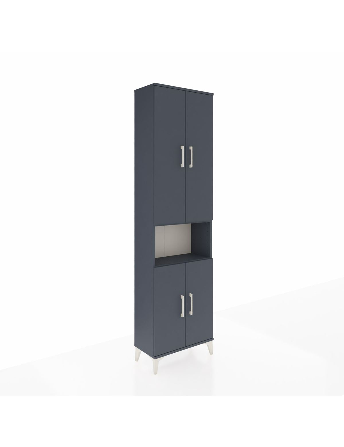 Arges Dolap 3 Raflı 4 Kapaklı Tek Askılı 60x30x221 Antrasit-Antrasit