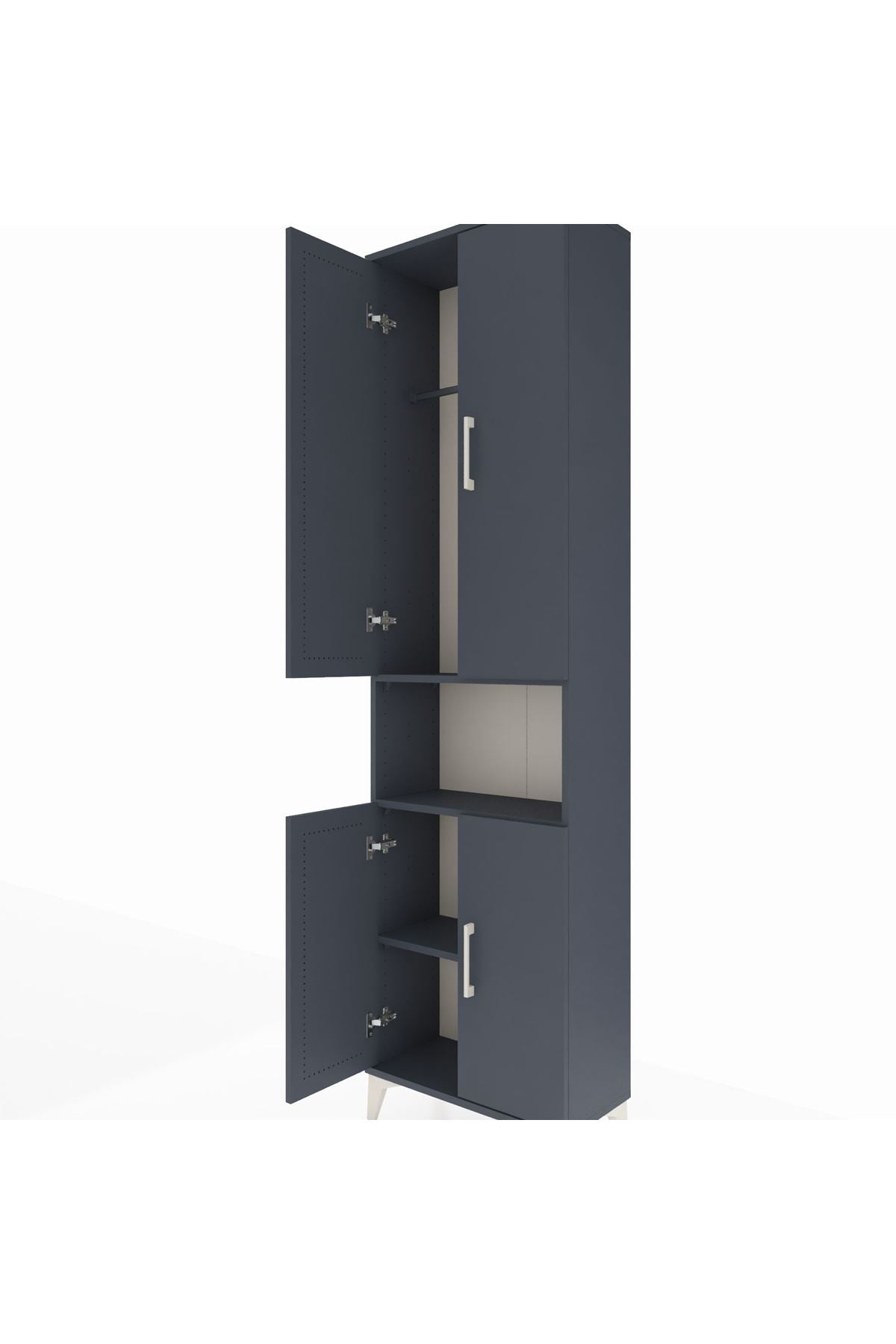 Arges Dolap 3 Raflı 4 Kapaklı Tek Askılı 60x30x221 Antrasit-Antrasit