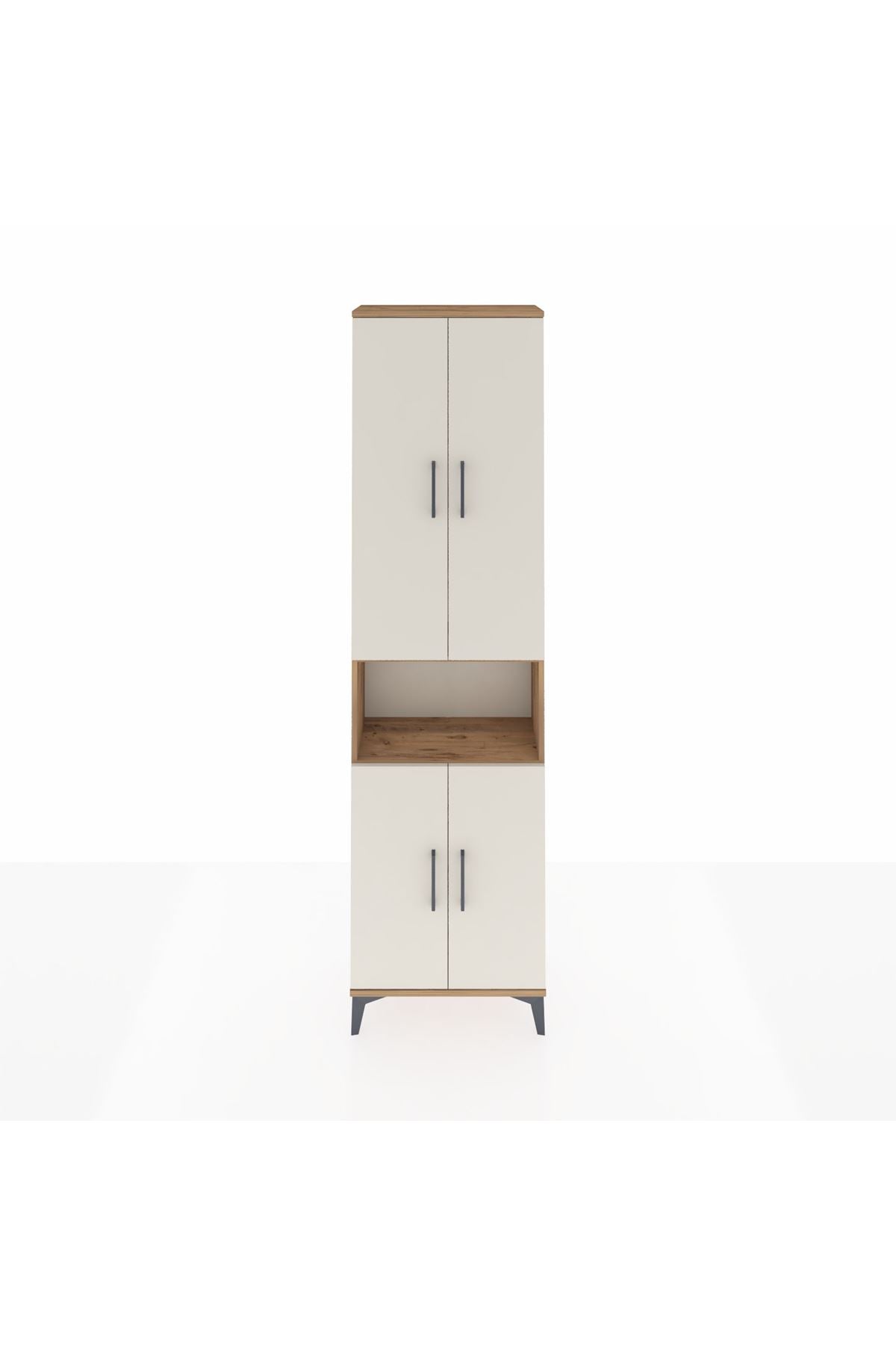 Arges Dolap 3 Raflı 4 Kapaklı Tek Askılı 60x30x221 Çam-Aytaşı