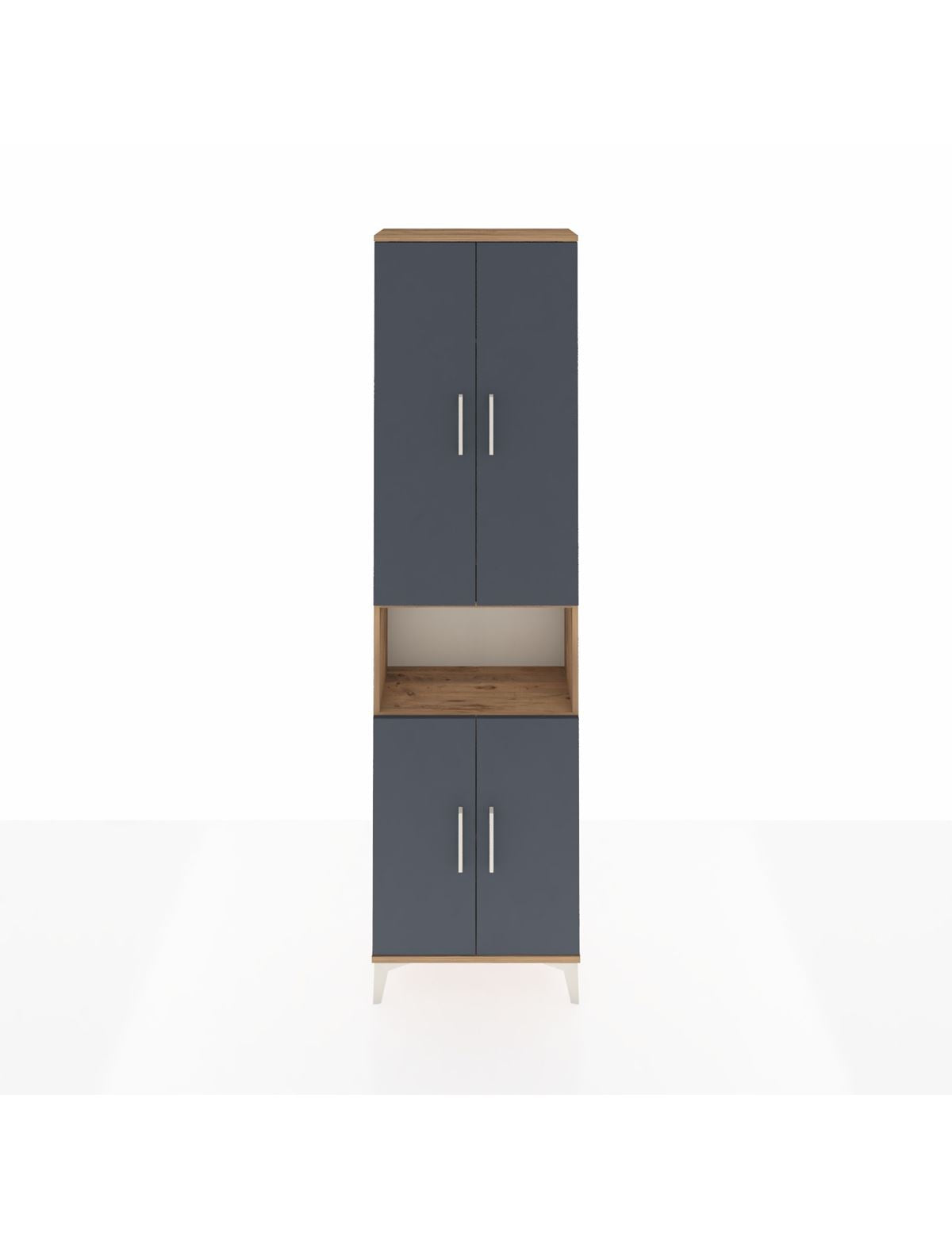 Arges Dolap 3 Raflı 4 Kapaklı Tek Askılı 60x30x221 Çam-Antrasit