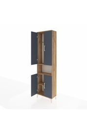 Arges Dolap 3 Raflı 4 Kapaklı Tek Askılı 60x30x221 Çam-Antrasit