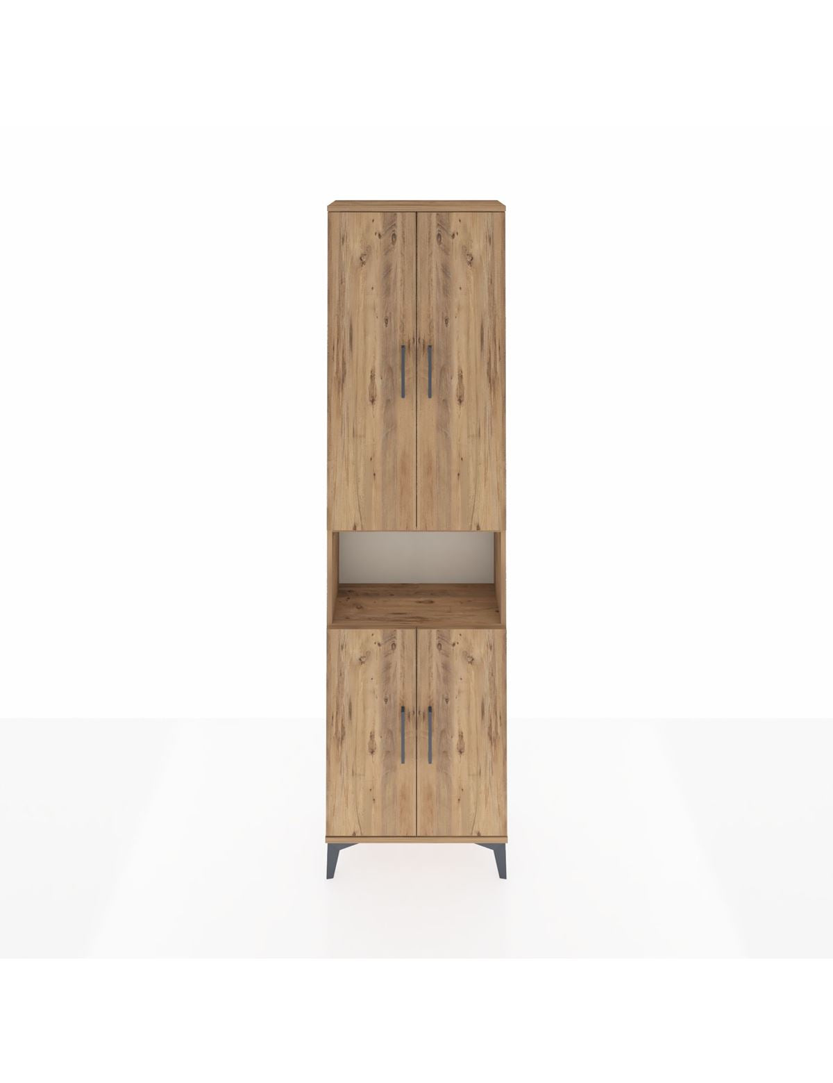 Arges Dolap 3 Raflı 4 Kapaklı Tek Askılı 60x30x221 Çam-Çam