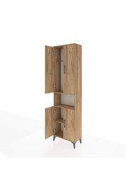 Arges Dolap 3 Raflı 4 Kapaklı Tek Askılı 60x30x221 Çam-Çam