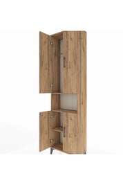 Arges Dolap 3 Raflı 4 Kapaklı Tek Askılı 60x30x221 Çam-Çam