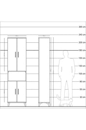 Arges Dolap 3 Raflı 4 Kapaklı Tek Askılı 60x30x221 Çam-Çam