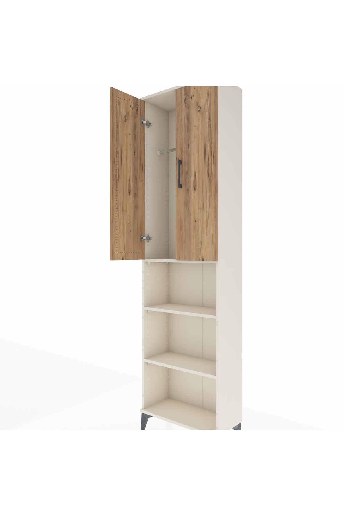 Arges Dolap 3 Raflı 2 Kapaklı Tek Askılı 60x30x221 Aytaşı-Çam