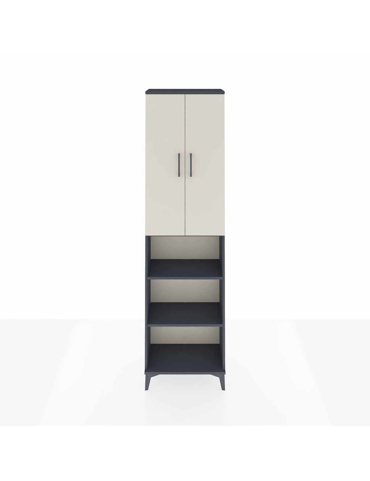 Arges Dolap 3 Raflı 2 Kapaklı Tek Askılı 60x30x221 Antrasit-Aytaşı