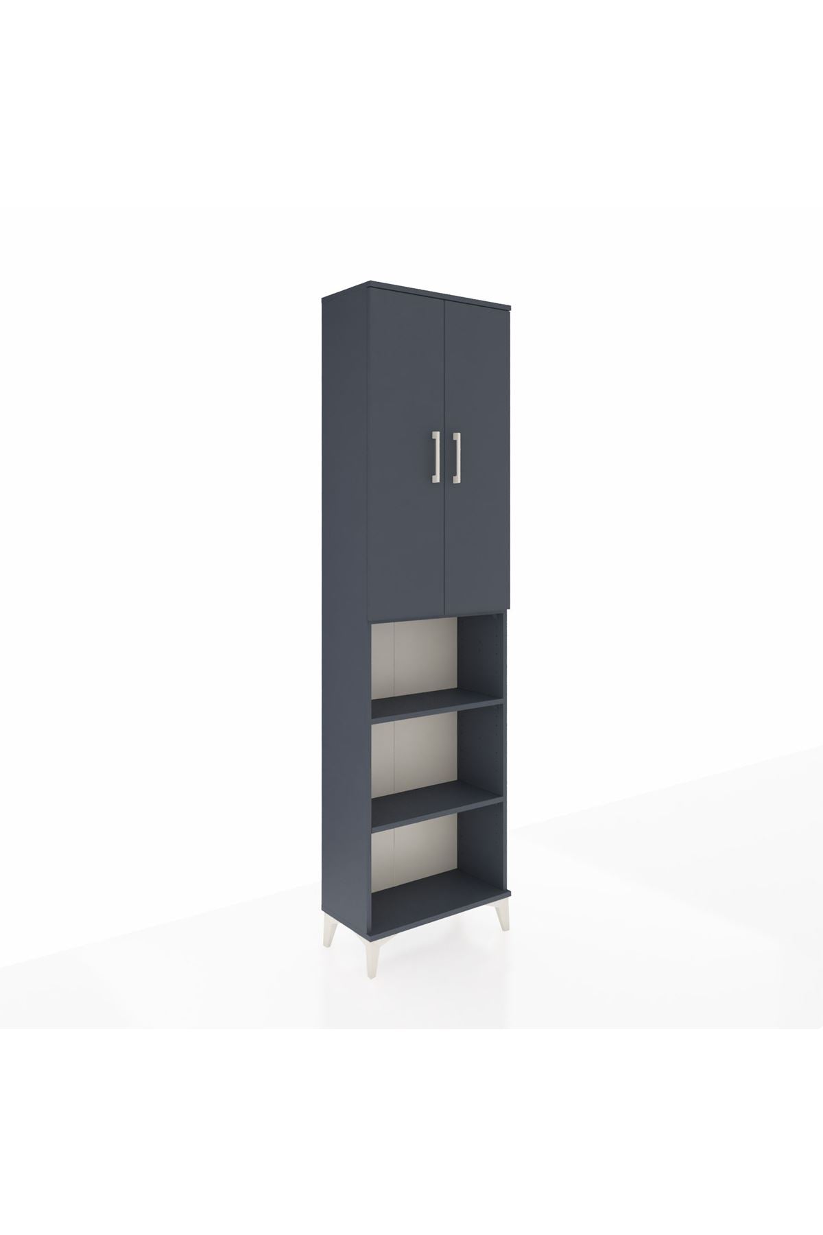 Arges Dolap 3 Raflı 2 Kapaklı Tek Askılı 60x30x221 Antrasit-Antrasit