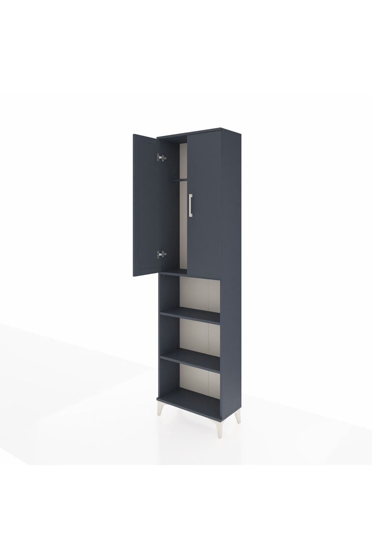 Arges Dolap 3 Raflı 2 Kapaklı Tek Askılı 60x30x221 Antrasit-Antrasit