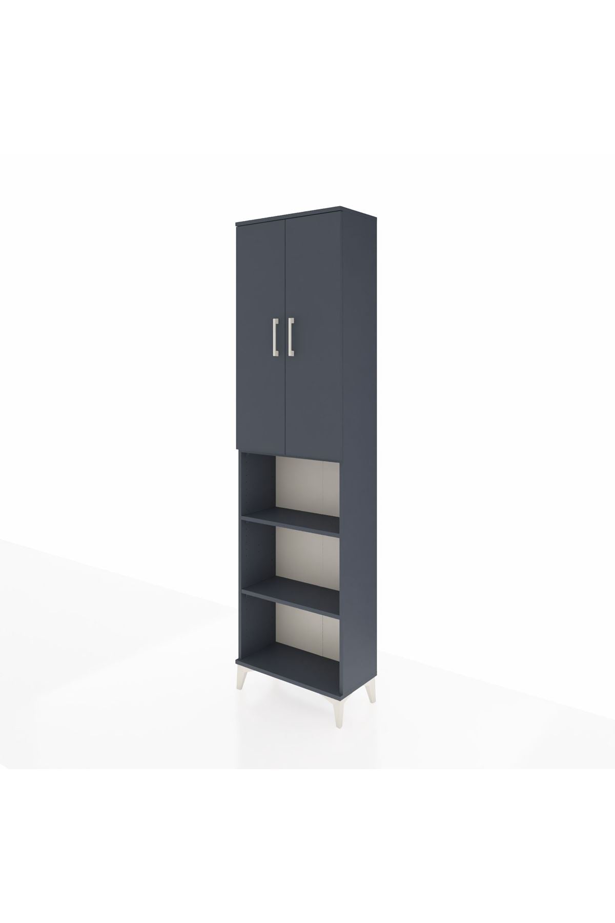 Arges Dolap 3 Raflı 2 Kapaklı Tek Askılı 60x30x221 Antrasit-Antrasit