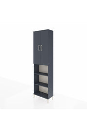 Arges Dolap 3 Raflı 2 Kapaklı Tek Askılı 60x30x221 Antrasit-Antrasit