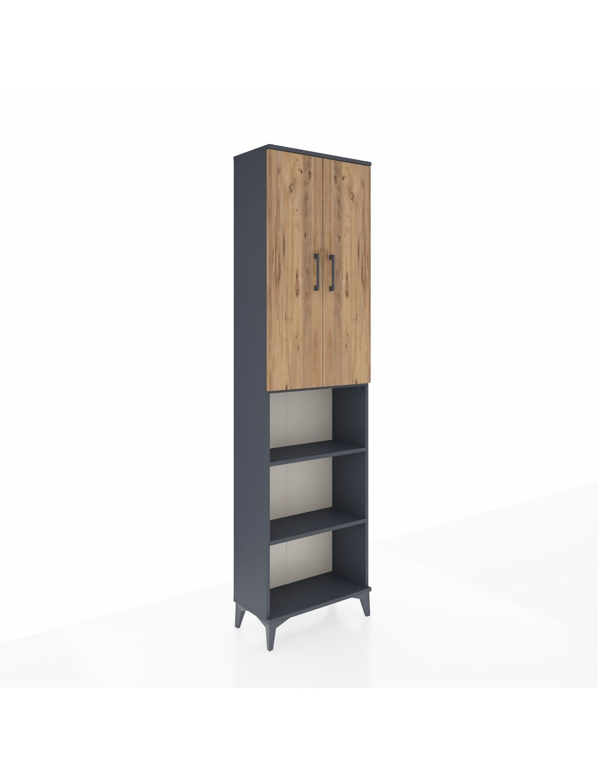 Arges Dolap 3 Raflı 2 Kapaklı Tek Askılı 60x30x221 Antrasit-Çam