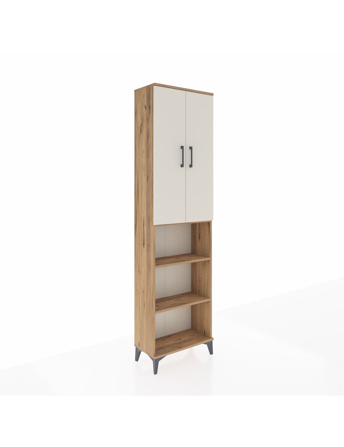 Arges Dolap 3 Raflı 2 Kapaklı Tek Askılı 60x30x221 Çam-Aytaşı