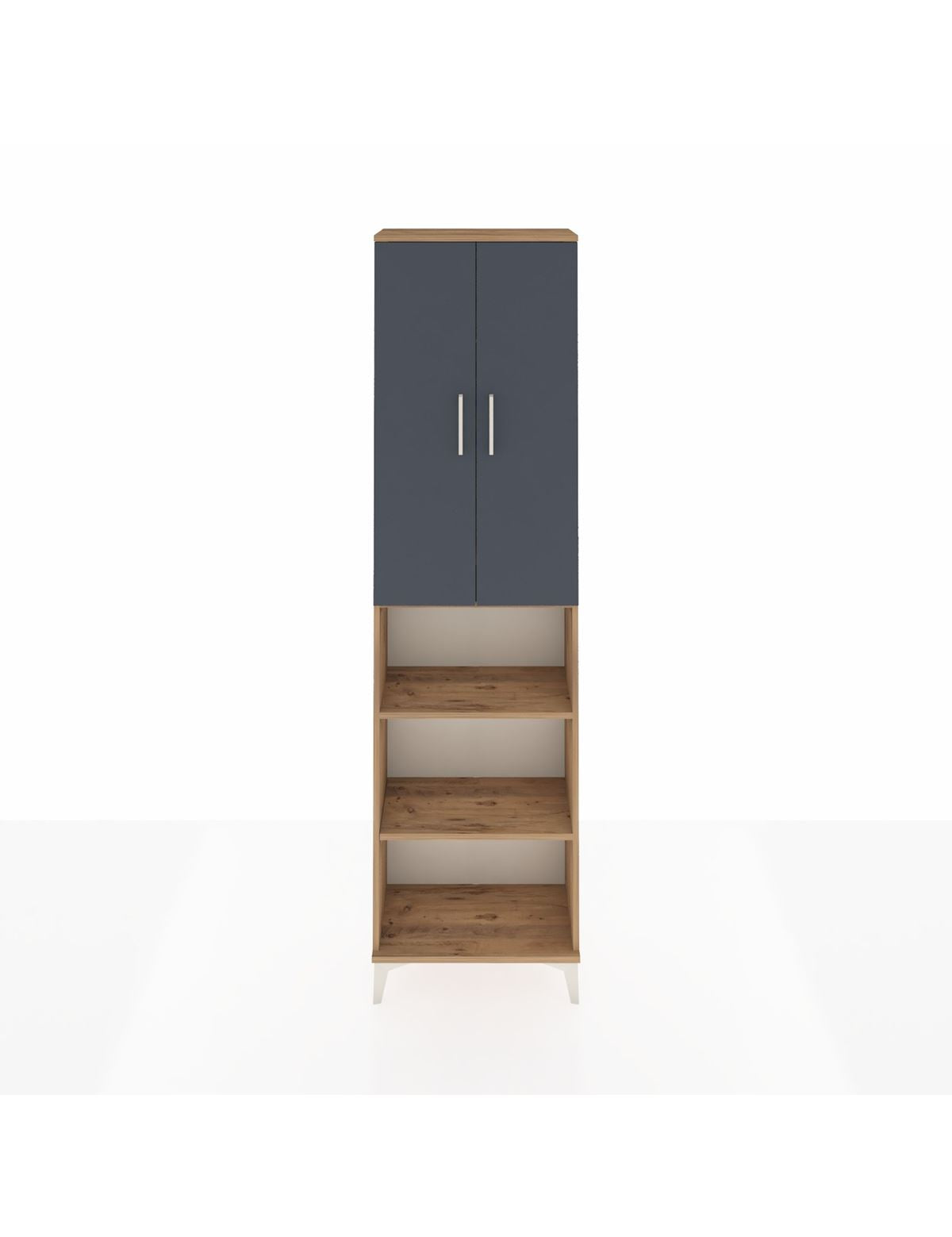 Arges Dolap 3 Raflı 2 Kapaklı Tek Askılı 60x30x221 Çam-Antrasit