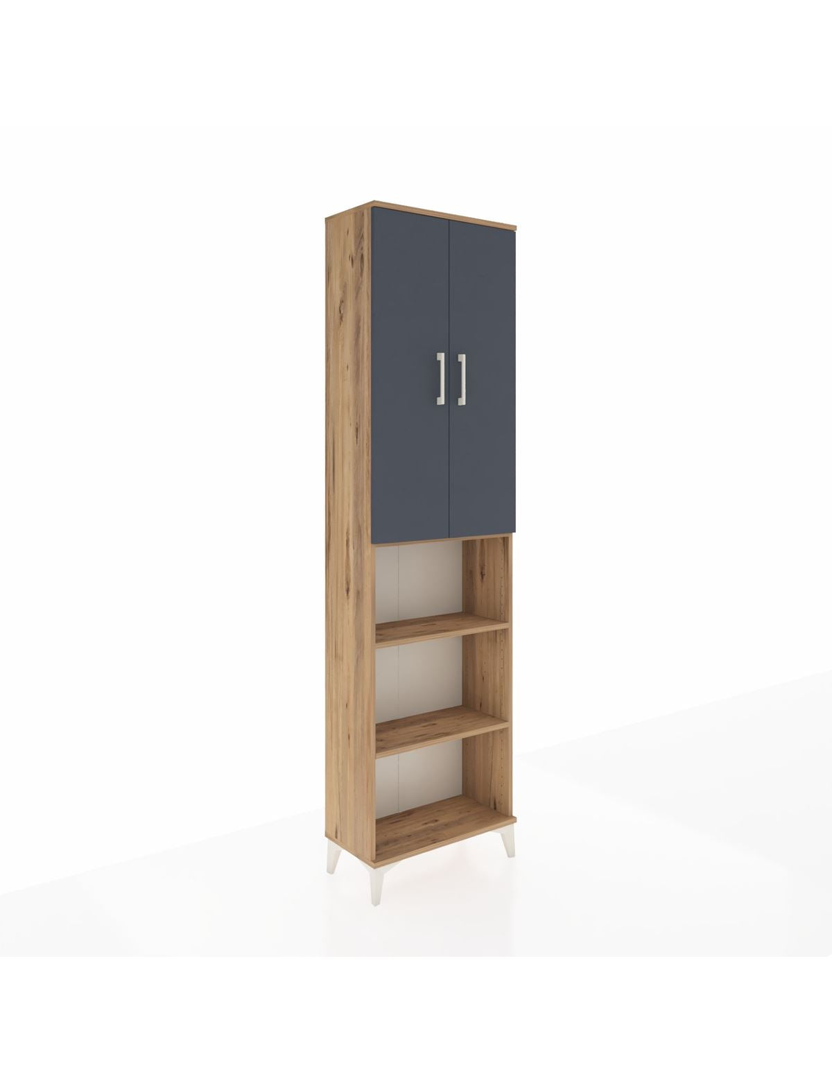 Arges Dolap 3 Raflı 2 Kapaklı Tek Askılı 60x30x221 Çam-Antrasit