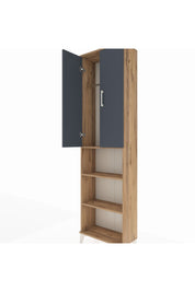 Arges Dolap 3 Raflı 2 Kapaklı Tek Askılı 60x30x221 Çam-Antrasit