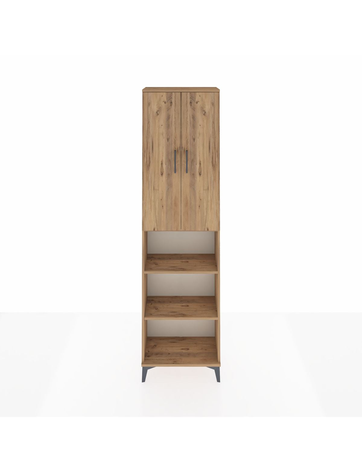 Arges Dolap 3 Raflı 2 Kapaklı Tek Askılı 60x30x221 Çam-Çam