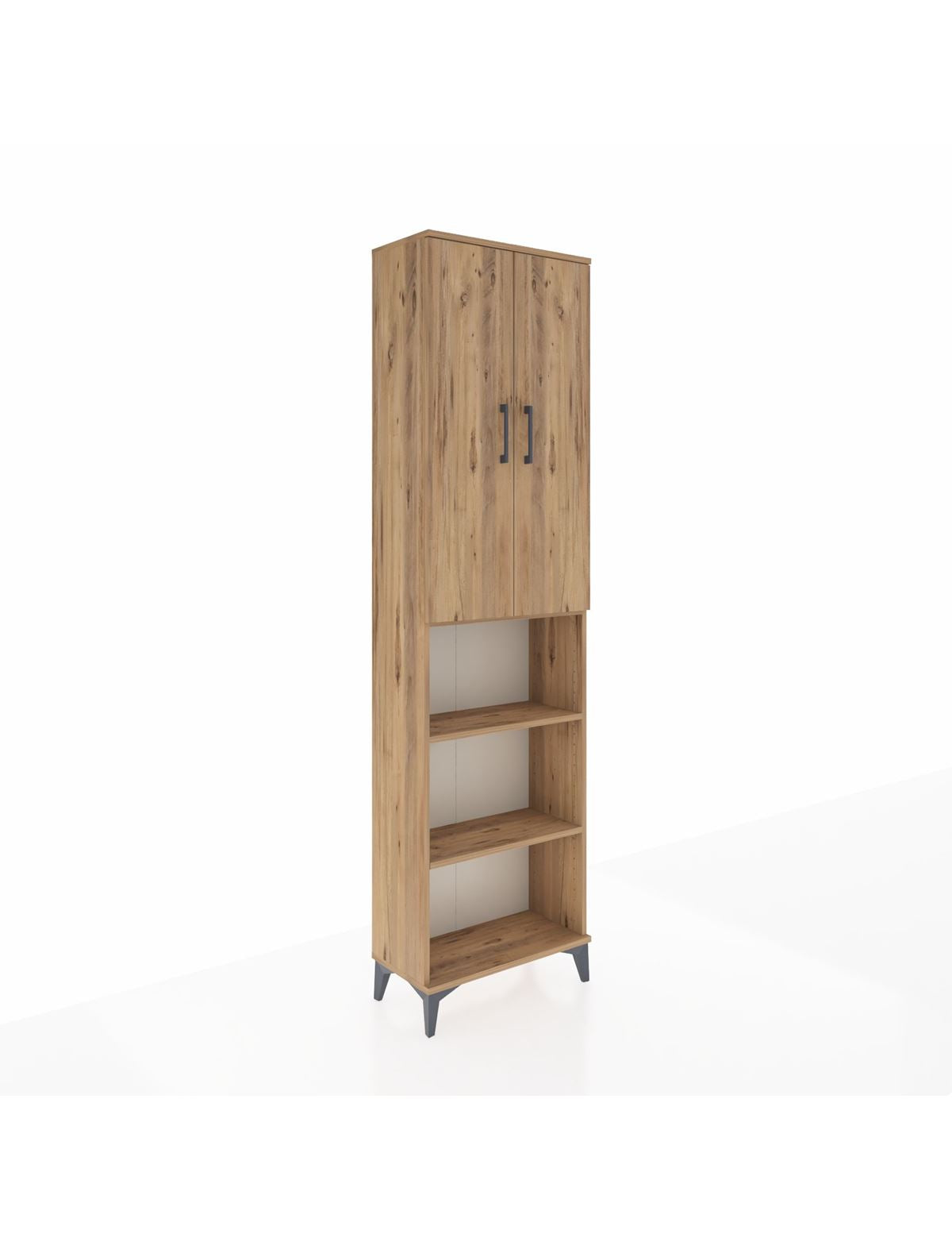 Arges Dolap 3 Raflı 2 Kapaklı Tek Askılı 60x30x221 Çam-Çam