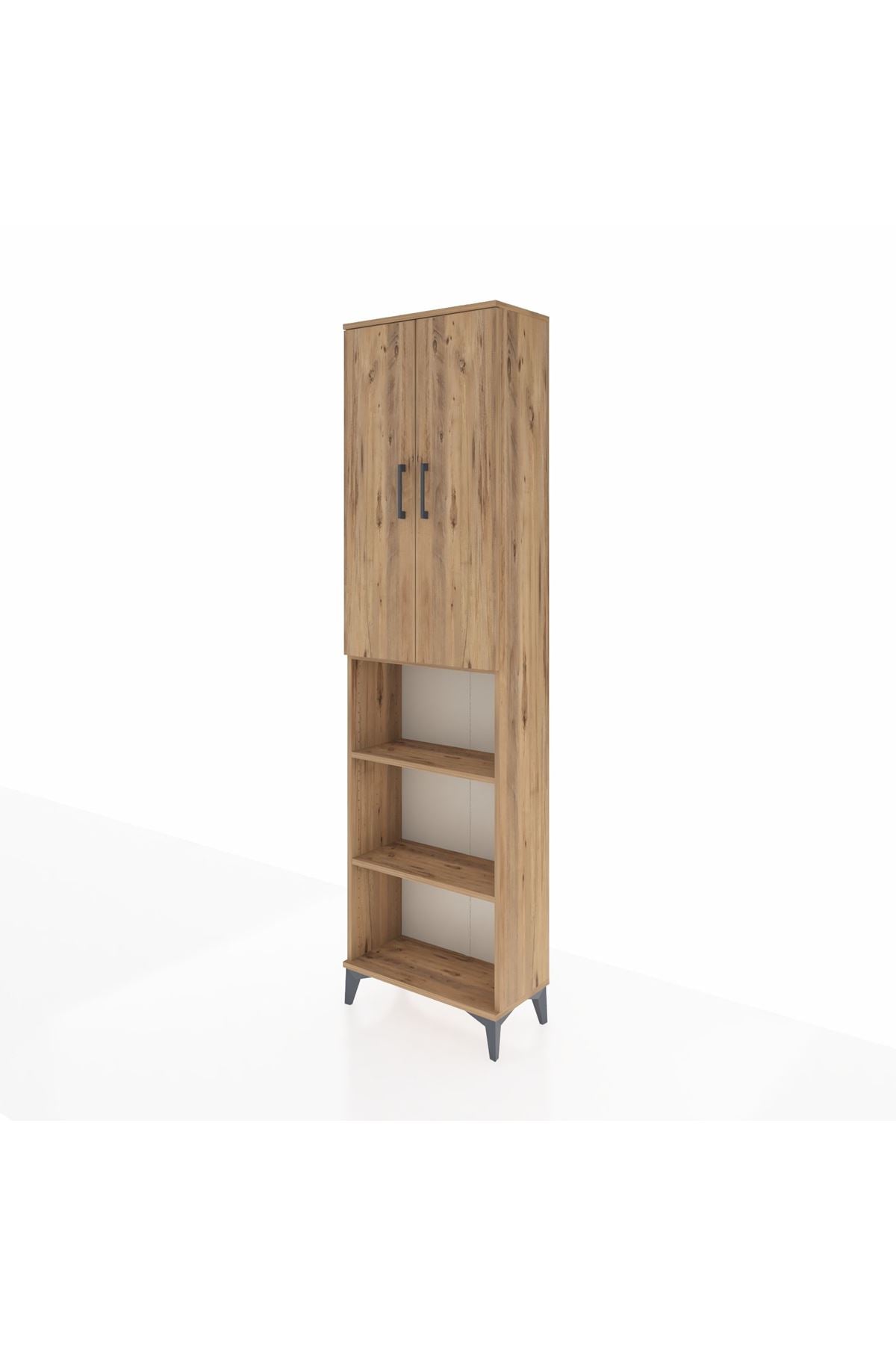 Arges Dolap 3 Raflı 2 Kapaklı Tek Askılı 60x30x221 Çam-Çam