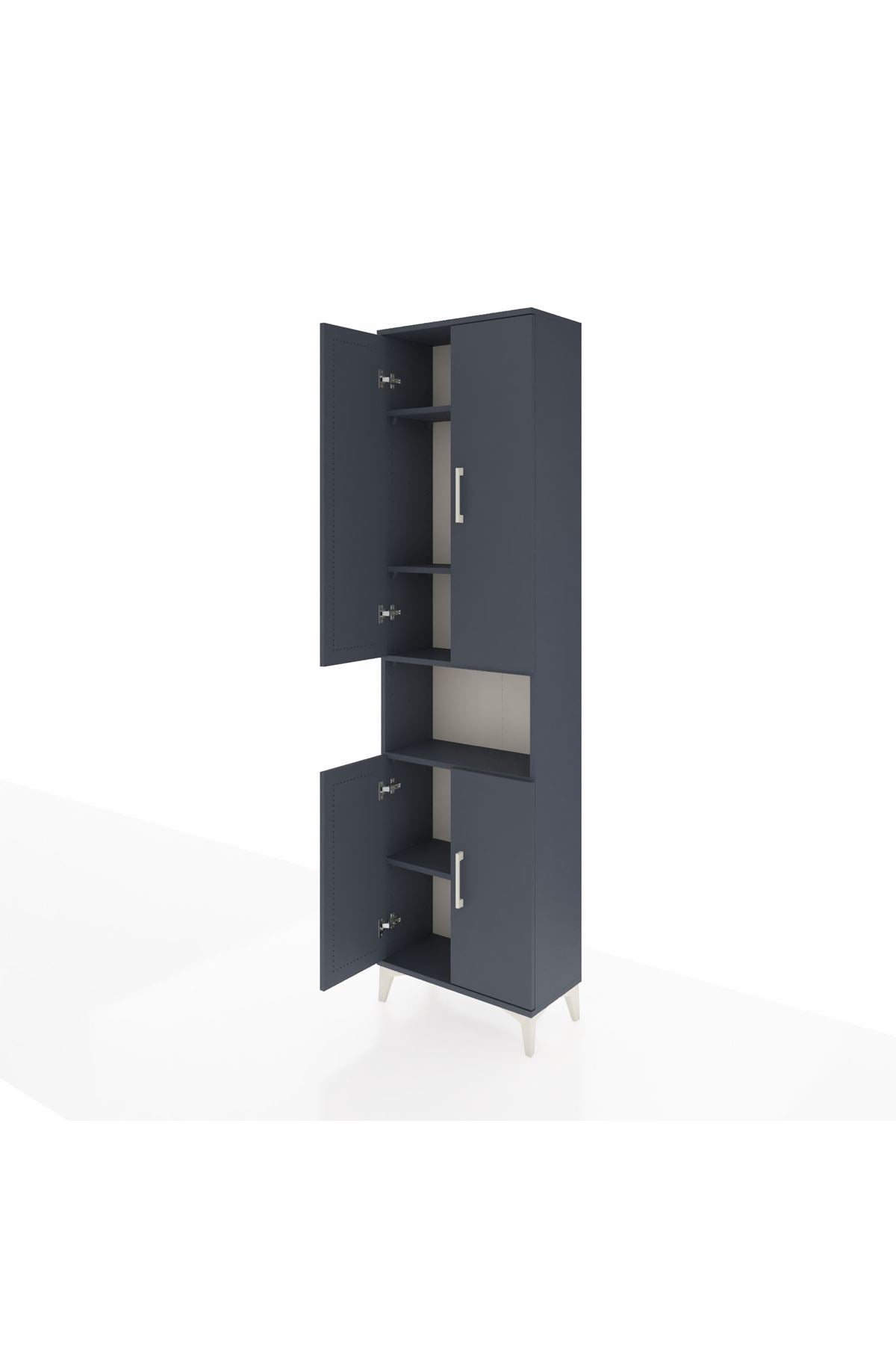 Arges Dolap 5 Raflı 4 Kapaklı 60x30x221 Antrasit-Antrasit