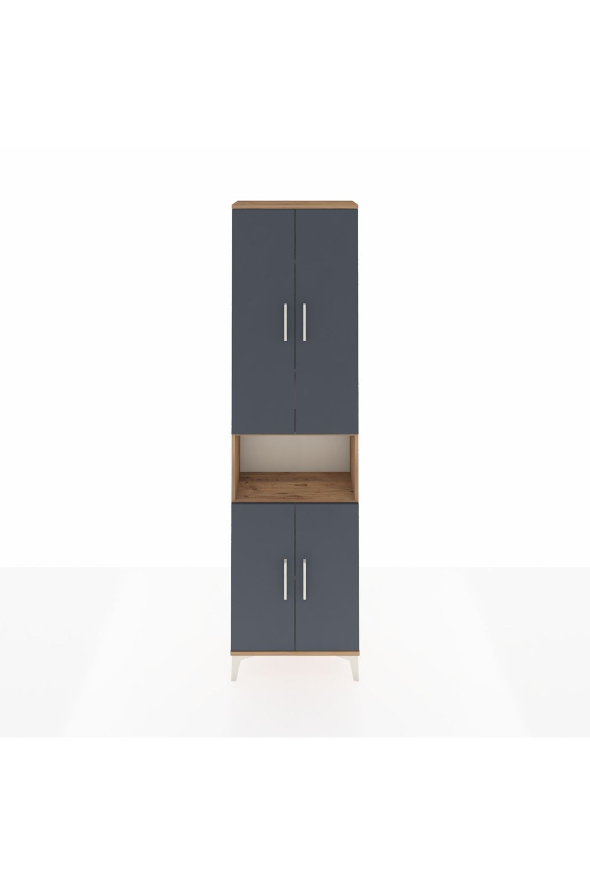 Arges Dolap 5 Raflı 4 Kapaklı 60x30x221 Çam-Antrasit