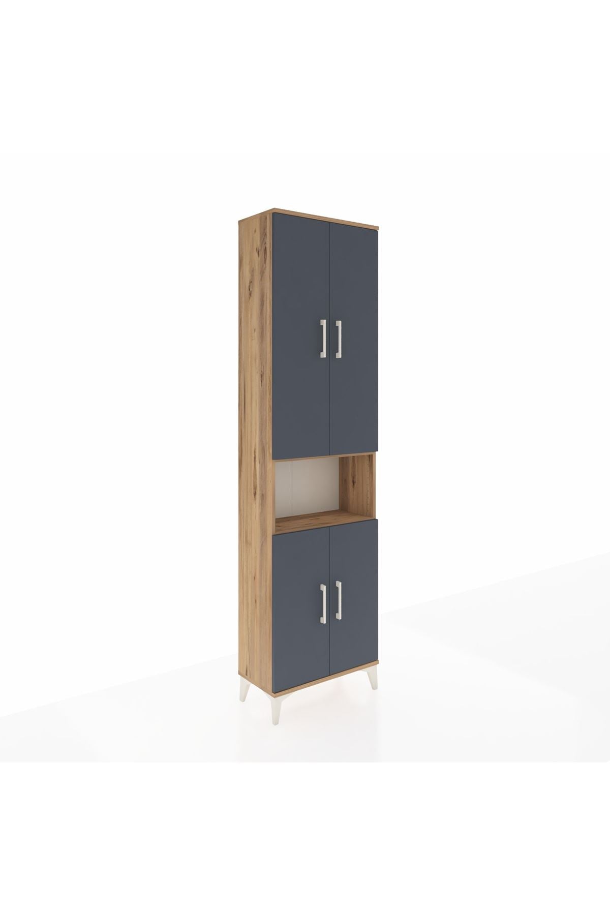 Arges Dolap 5 Raflı 4 Kapaklı 60x30x221 Çam-Antrasit