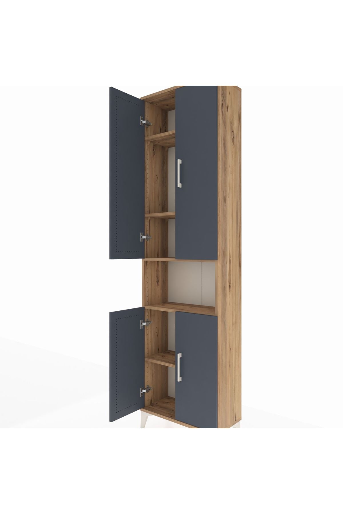 Arges Dolap 5 Raflı 4 Kapaklı 60x30x221 Çam-Antrasit