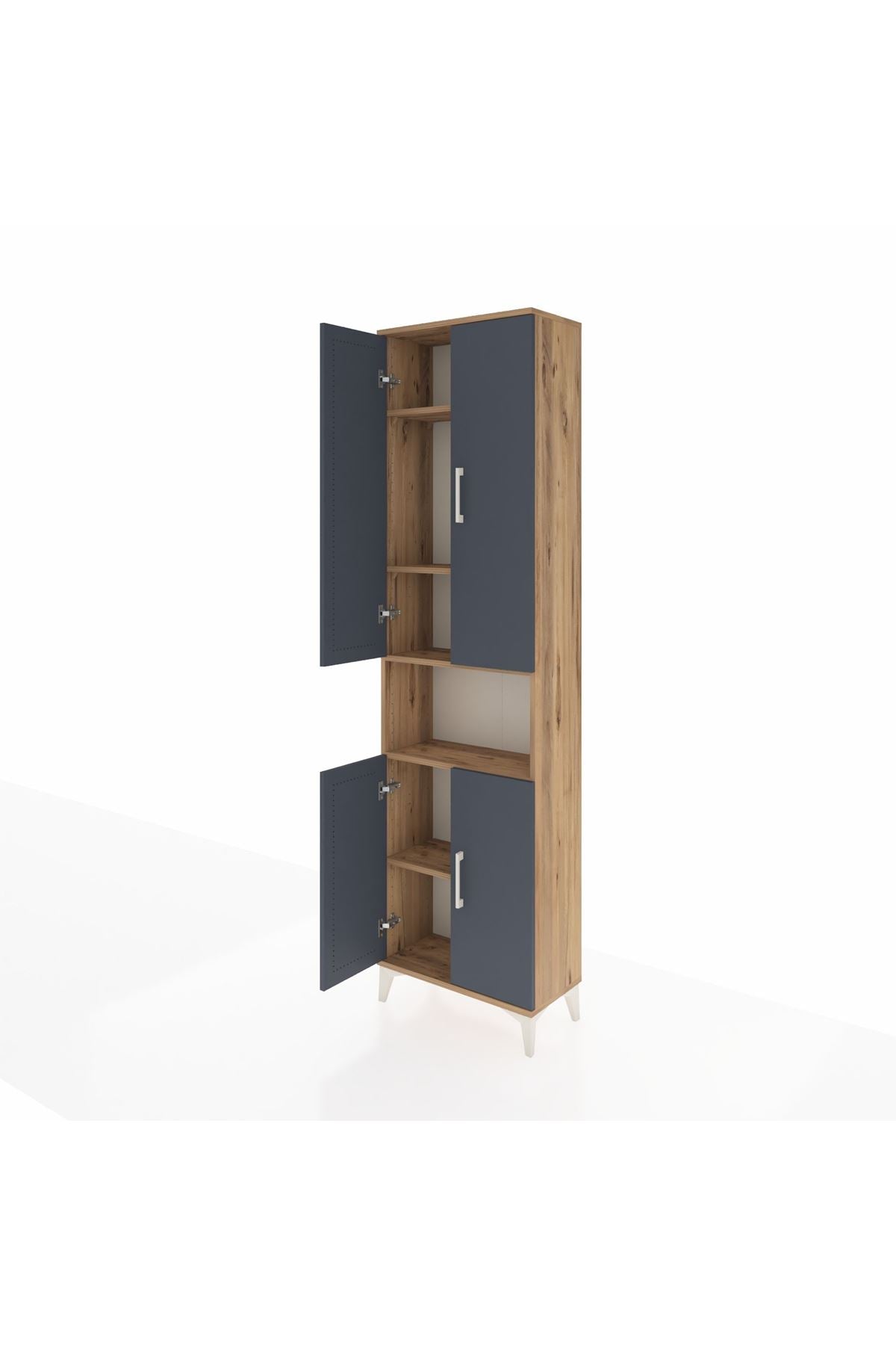 Arges Dolap 5 Raflı 4 Kapaklı 60x30x221 Çam-Antrasit